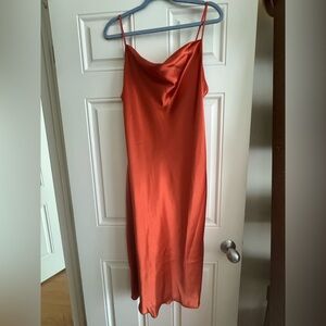 Bebe Orange Cowl Neck Slip Dress